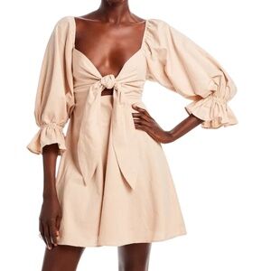 Charlie Holiday‎ Sonny Tie Front Women's Mini Dress Oat Size Medium, NWT